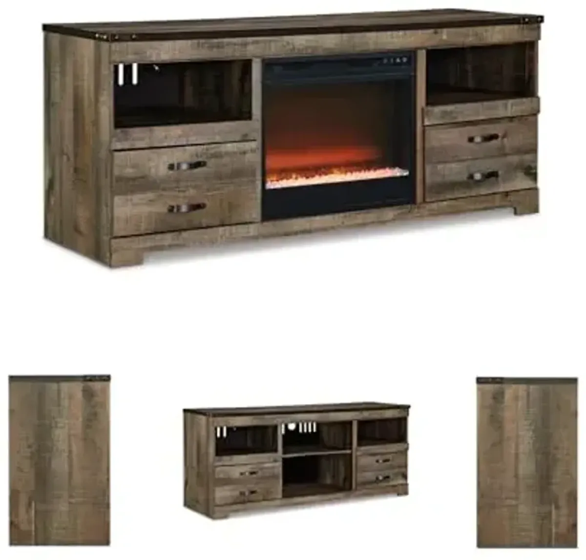 Signature Design by Ashley Entertainment Accessories Urban 63" TV Stand with Electric Fireplace for TVs up to 72", Dark Brown