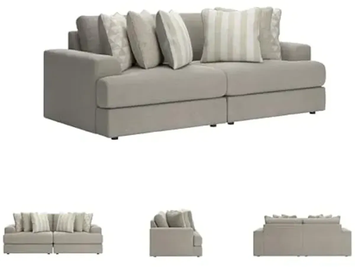 Signature Design by Ashley Avaliyah Casual Modular Chenille 2-Piece Sectional Loveseat with Reversible Cushions and 6 Accent Pillows, Beige