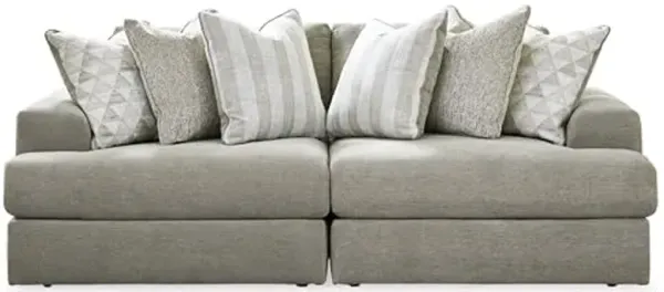 Signature Design by Ashley Avaliyah Casual Modular Chenille 2-Piece Sectional Loveseat with Reversible Cushions and 6 Accent Pillows, Beige