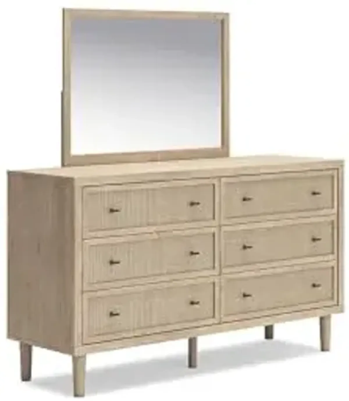 Signature Design by Ashley Cielden French Country 6-Drawer Dresser and Mirror with Safety Stop, Light Brown