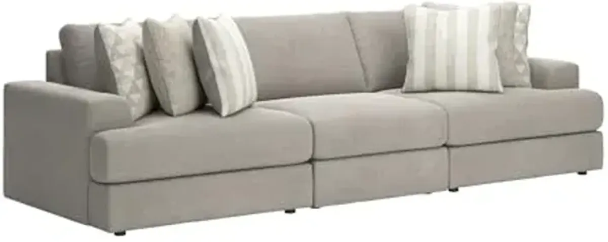 Signature Design by Ashley Avaliyah Casual Modular Chenille 3-Piece Sectional Sofa with Reversible Cushions and 6 Accent Pillows, Beige
