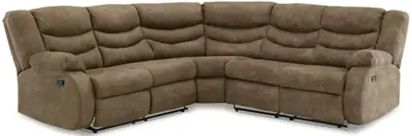 Signature Design by Ashley Partymate Contemporary L-Shaped Faux Leather 2-Piece Reclining Sectional, Light Brown