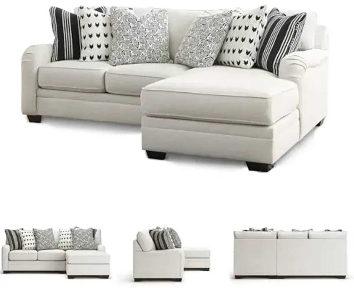 Signature Design by Ashley Huntsworth Traditional L-Shaped 2-Piece Sectional with Chaise, Reversible Cushions and 6 Accent Pillows, Light Gray