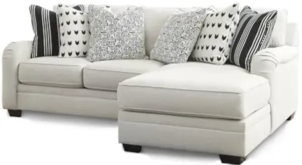 Signature Design by Ashley Huntsworth Traditional L-Shaped 2-Piece Sectional with Chaise, Reversible Cushions and 6 Accent Pillows, Light Gray