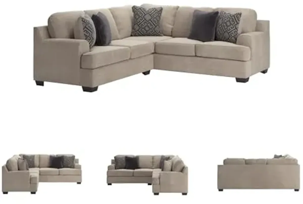 Signature Design by Ashley Bovarian Casual L-Shaped 2-Piece Sectional with Loose Seat Cushions and 5 Accent Pillows, Light Brown