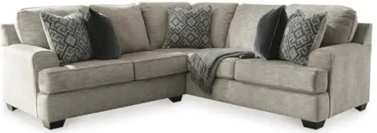Signature Design by Ashley Bovarian Casual L-Shaped 2-Piece Sectional with Loose Seat Cushions and 5 Accent Pillows, Light Brown