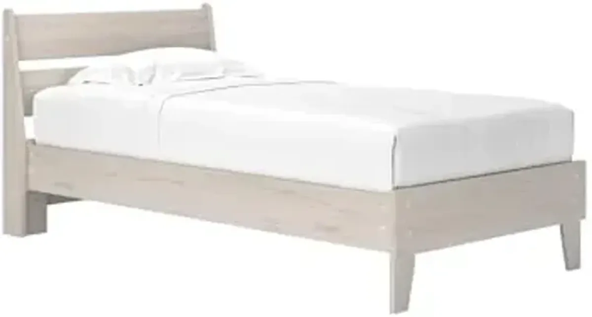 Signature Design by Ashley Socalle Casual Twin Panel Platform Bed in a Box, Foundation or Box Spring Not Needed, Beige