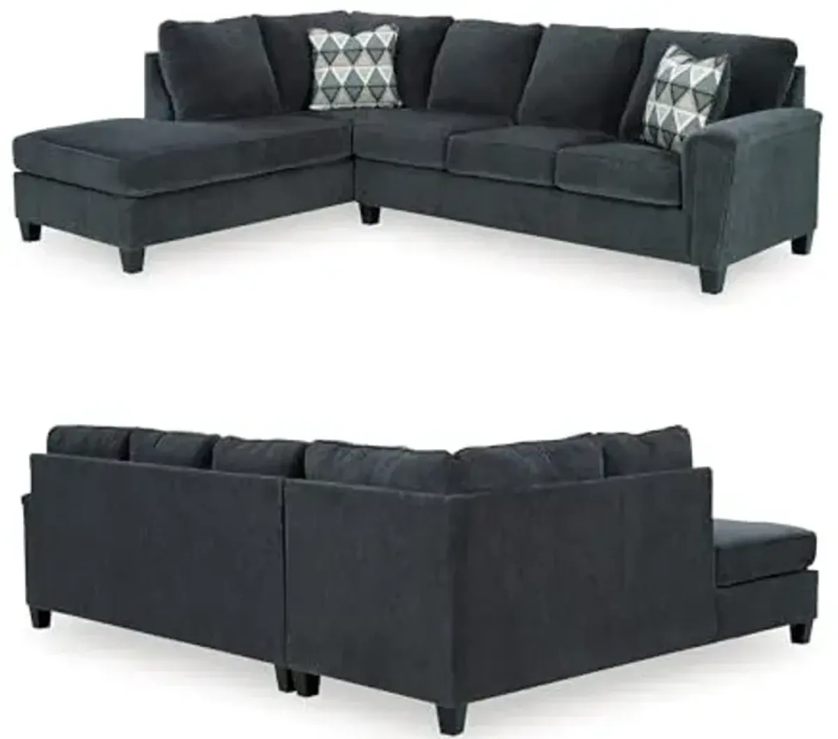 Signature Design by Ashley Abinger Contemporary L-Shaped 2-Piece Sectional with Chaise, Loose Seat Cushions and 2 Accent Pillows, Gray