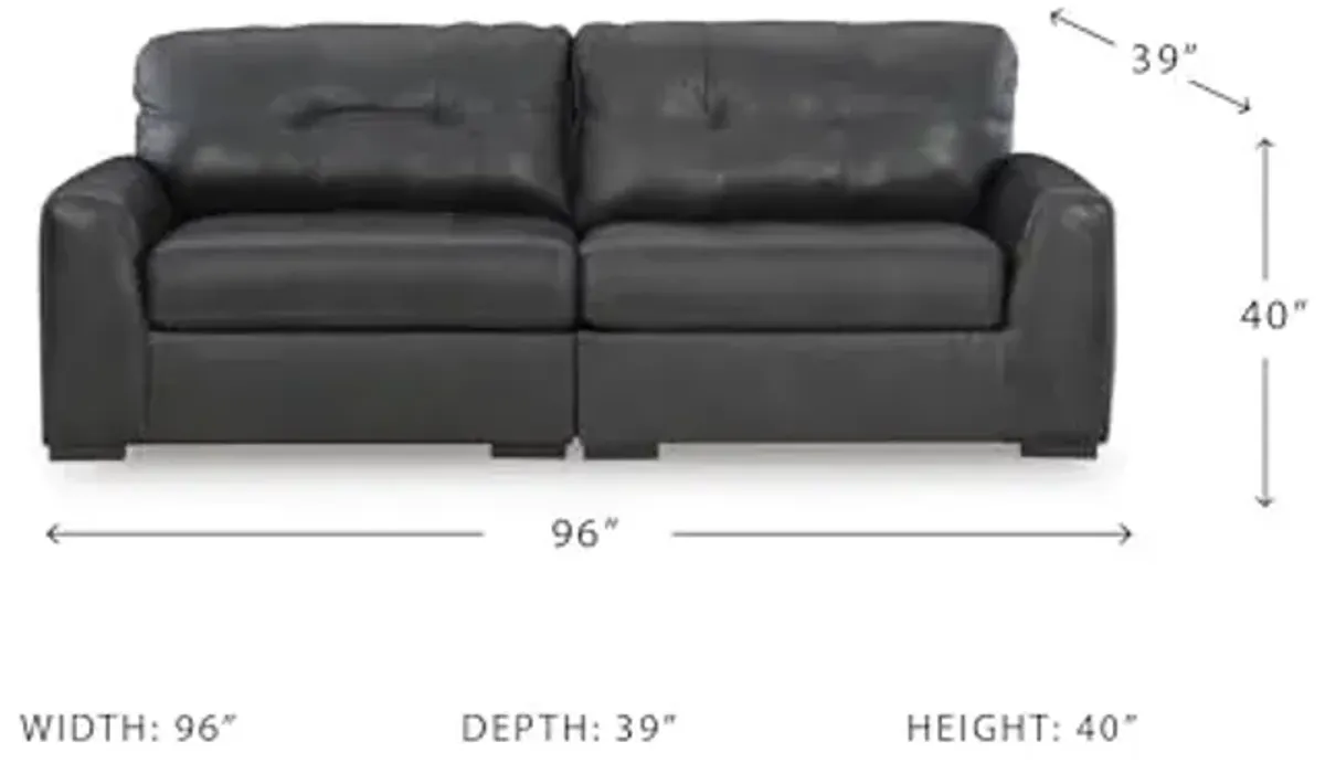 Signature Design by Ashley Brindley Pier Modern Modular Tufted Leather Match 2-Piece Sectional Loveseat with Loose Seat Cushions, Gray