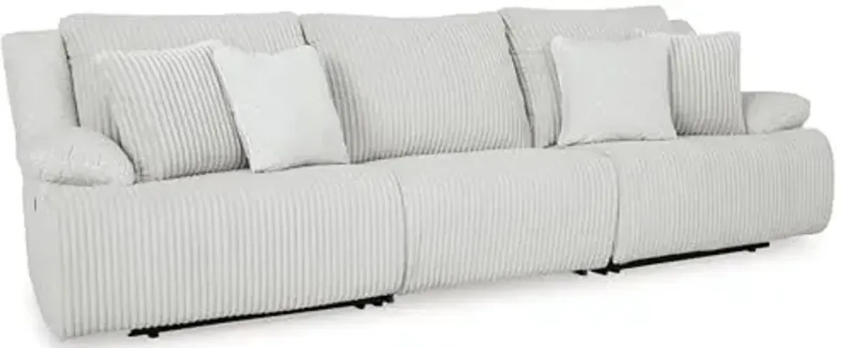 Signature Design by Ashley Top Tier Coastal 3-Piece Reclining Sectional Sofa with 4 Accent Pillows, Light Gray