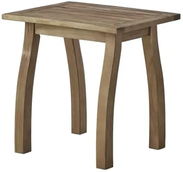 Christopher Knight Home Selma Acacia Wood Outdoor Side Table, Decorative Rectangular Small Accent Table, Weather Resistant Patio End Table for Balcony Beach Pool Side, Slatted Design, Natural Stained