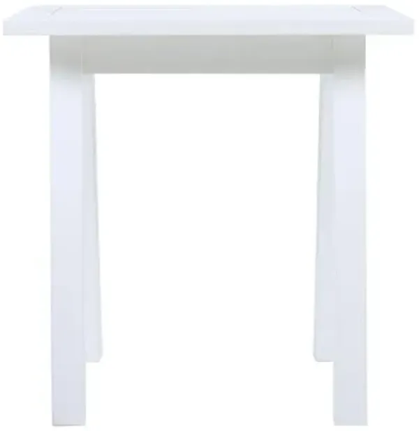 Christopher Knight Home Selma Acacia Wood Outdoor Side Table, Decorative Rectangular Small Accent Table, Weather Resistant Patio End Table for Balcony Beach Pool Side, Slatted Design, White PU