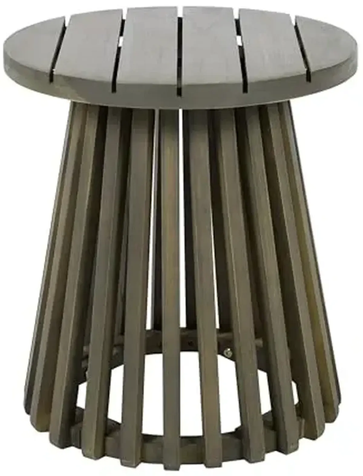 Christopher Knight Home Taki Acacia Wood Patio Coffee Table, Round Table with Unique Wooden Base for Backyard, Stylish Indoor/Outdoor Table, Easy Assembly, Space Saving Outdoor Furniture, Grey