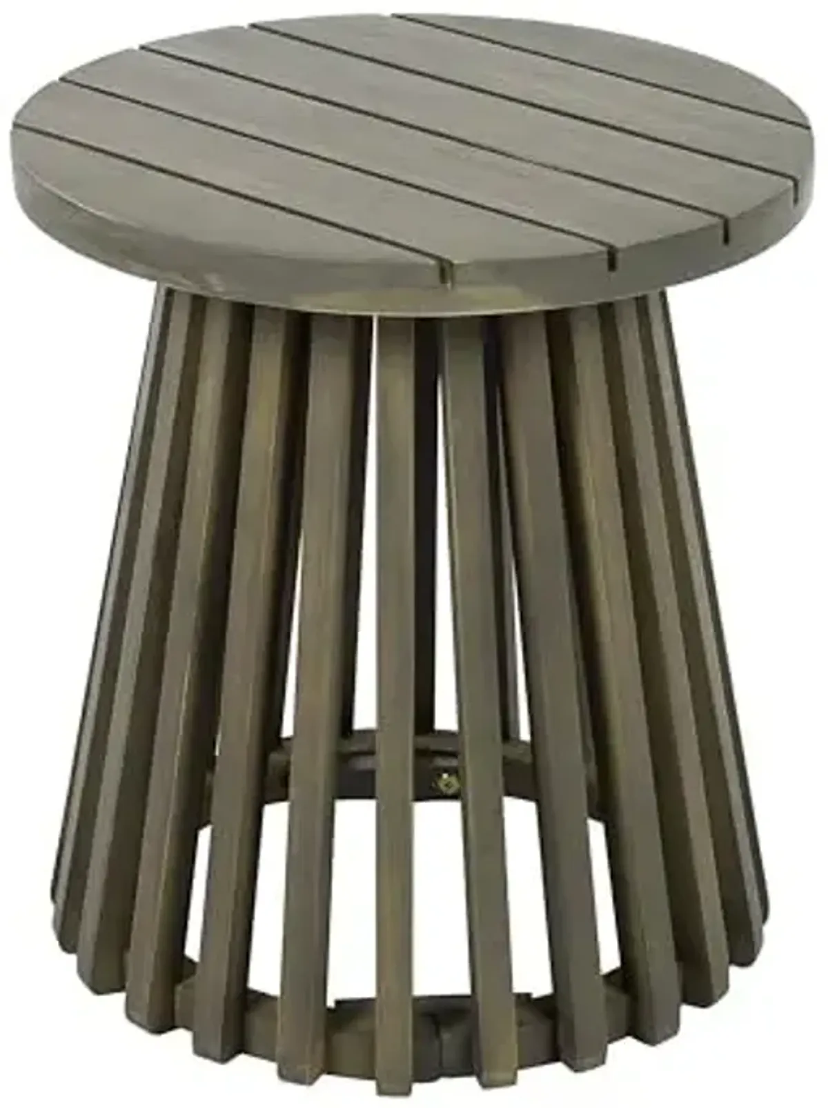 Christopher Knight Home Taki Acacia Wood Patio Coffee Table, Round Table with Unique Wooden Base for Backyard, Stylish Indoor/Outdoor Table, Easy Assembly, Space Saving Outdoor Furniture, Grey