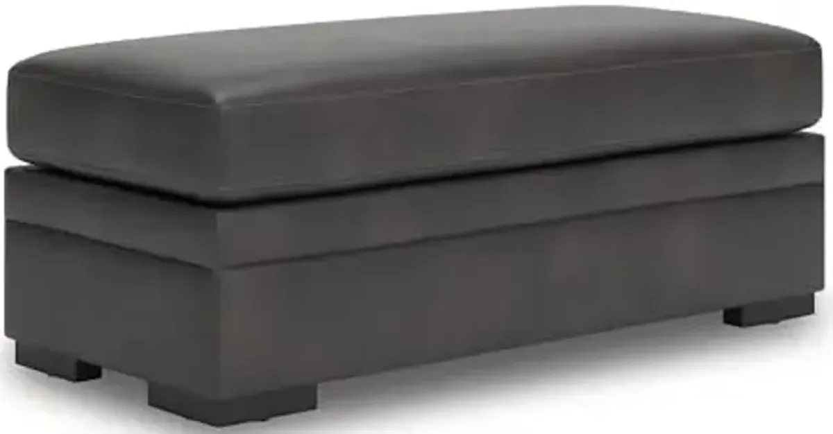 Signature Design by Ashley Brickett Contemporary Faux Leather Rectangular Oversized Accent Ottoman, Gray