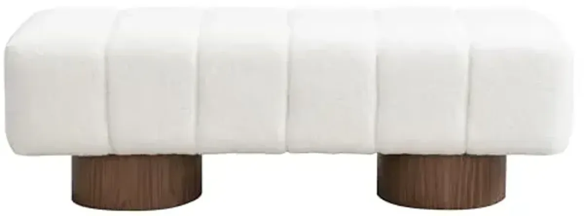 Christopher Knight Home Manila 50" Boucle Fabric Dining Bench, Rectangular Upholstery Ottoman Bench, Bedroom End of Bed Footstool, Living Room Extra Seat Footrest, No Assembly Needed, White