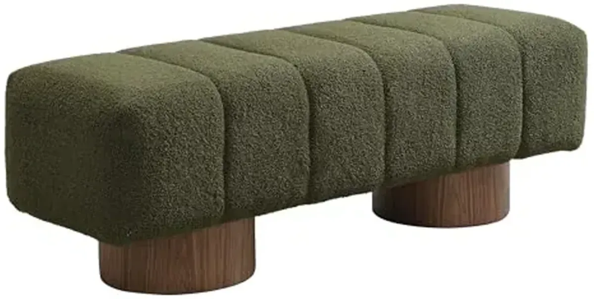 Christopher Knight Home Manila 50" Boucle Fabric Dining Bench, Rectangular Upholstery Ottoman Bench, Bedroom End of Bed Footstool, Living Room Extra Seat Footrest, No Assembly Needed, Jungle Green