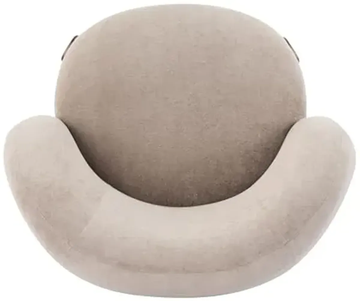 Christopher Knight Home Lily Solid Wood Wingback Accent Chair, Fabric Upholstered Club Chair, Curved Backrest Single Sofa, Comfy Reading Lounge Chair for Living Room, Soft Cushion Seating, Light Brown