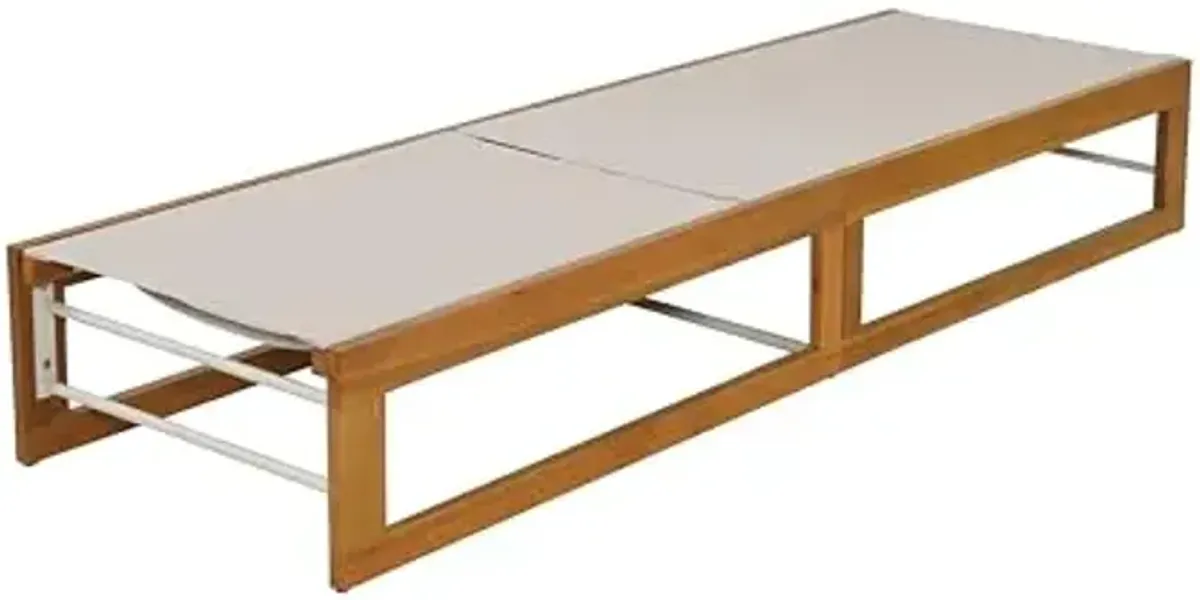 Christopher Knight Home Tristz Patio Chaise Lounge Chair Outdoor Set of 2, Acacia Wood Sunbathing Pool Lounger with Breathable Mesh Seat, Adjustable Backrest Reclining Chair, Teak+ Beige