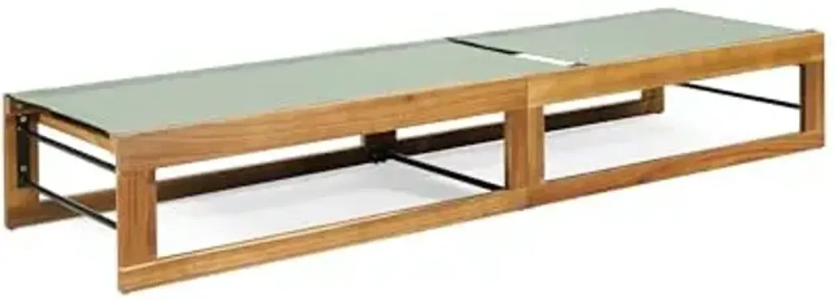 Christopher Knight Home Tristz Patio Chaise Lounge Chair Outdoor Set of 2, Acacia Wood Sunbathing Pool Lounger with Breathable Mesh Seat, Adjustable Backrest Reclining Chair, Teak+Mint Green