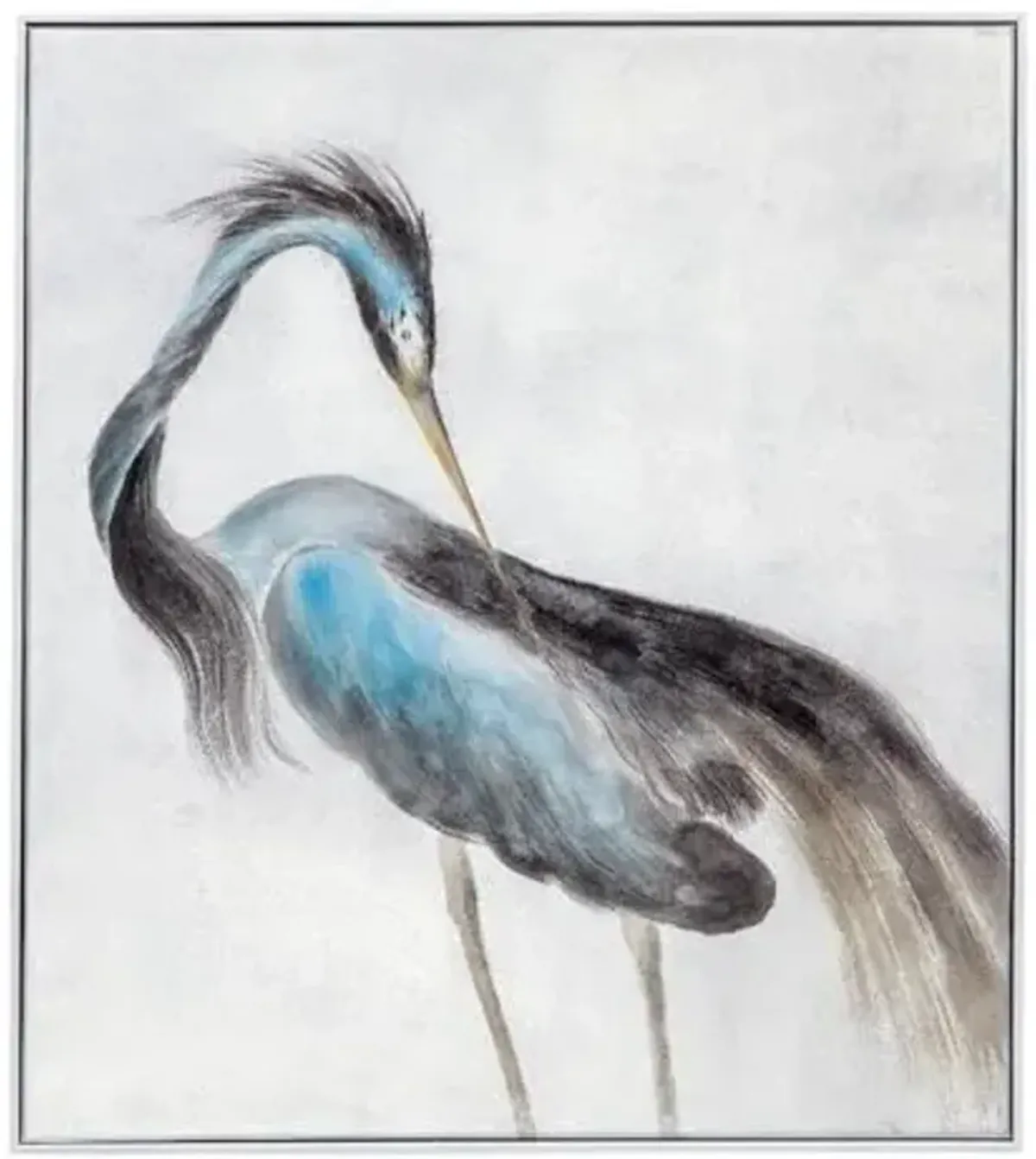 Bassett Mirror Company Louisiana Heron Framed Canvas - Black/Blue/Gray