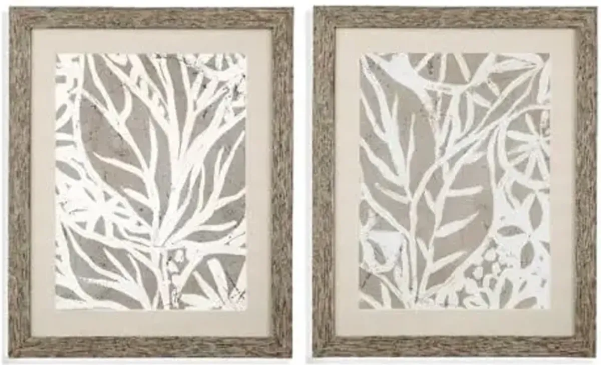 Bassett Mirror Company Mudcloth Foliage Framed Print - Set of 2