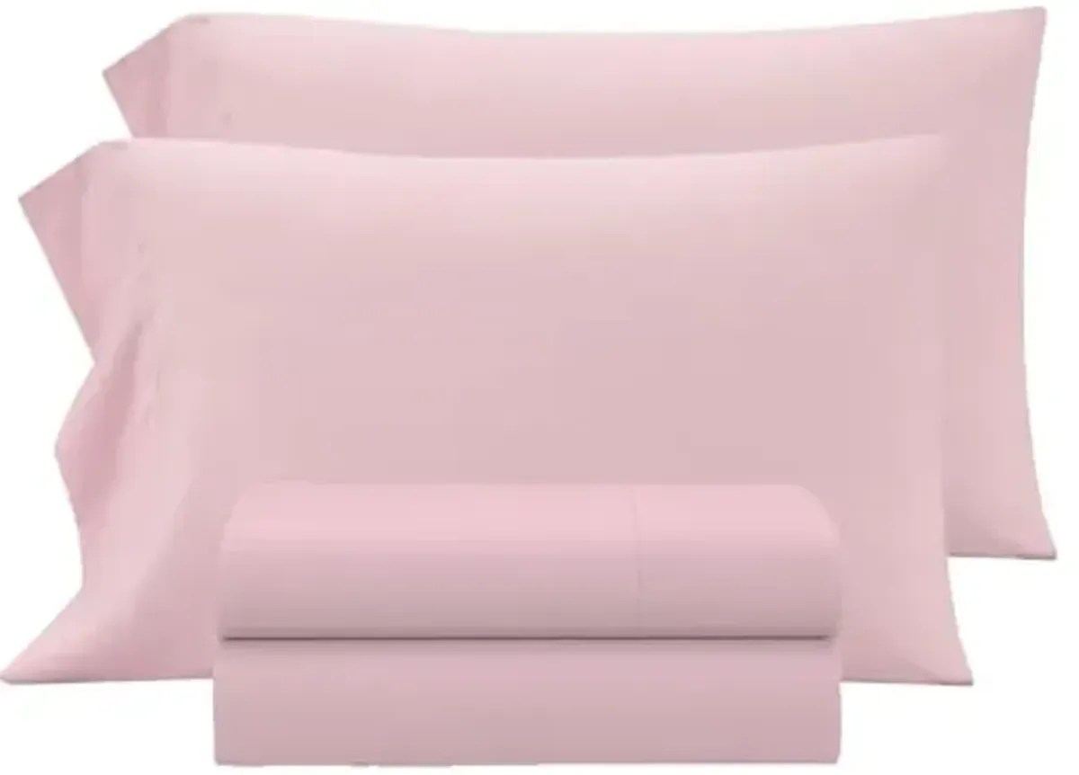 Heritage Kids 4-Piece Full Sheet Set,Pink,Includes Top Sheet, Fitted Sheet & 2 Pillowcases,Ultra-Soft Microfiber Kids Bed Sheet Set