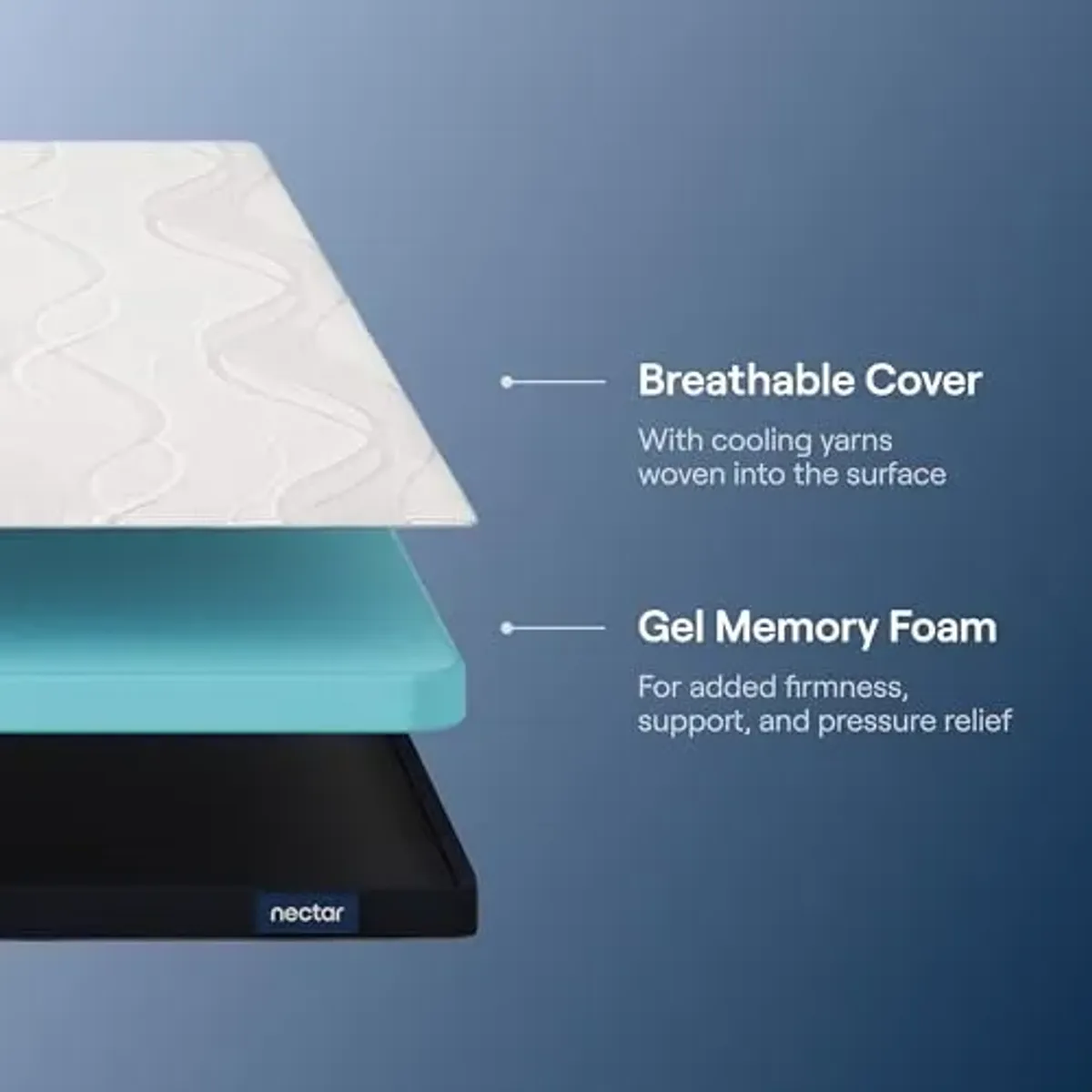 Nectar Firm Mattress Topper - King - Gel Memory Foam Mattress Topper - Breathable & Comfortable - Support & Pressure-Relief - CertiPUR-US Certified
