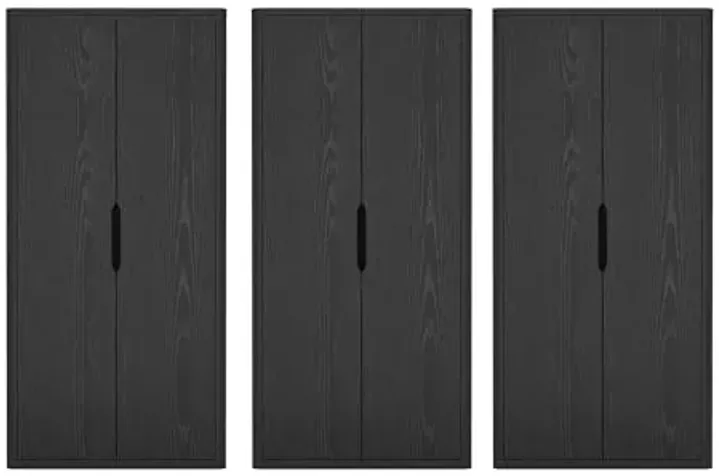 Manhattan Comfort Rivington Bookshelf 79 in Tall 5-Tier Bookcase, Modern Soft Close Storage Cabinet, Handle-Free, Round Corner Design for Living Room, Bedroom, or Home Office, Set of 3 in Black