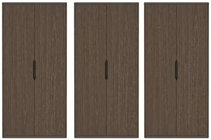 Manhattan Comfort Rivington Bookshelf 79 in Tall 5-Tier Bookcase, Modern Soft Close Storage Cabinet, Handle-Free, Round Corner Design for Living Room, Bedroom, or Home Office, Set of 3 in Walnut