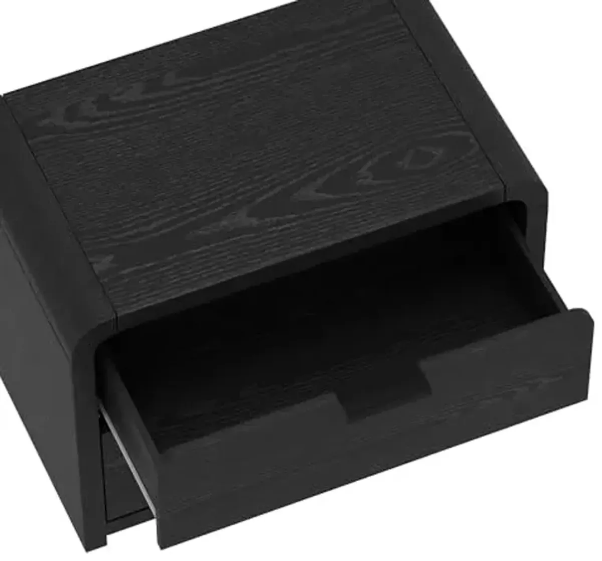 Manhattan Comfort Grace Modern Nightstand with Drawers, Wood Bedside Table with Rounded Corners & Elegant Metal Handles, Versatile & Multifunctional Accent Furniture, Black/Black Set of 2