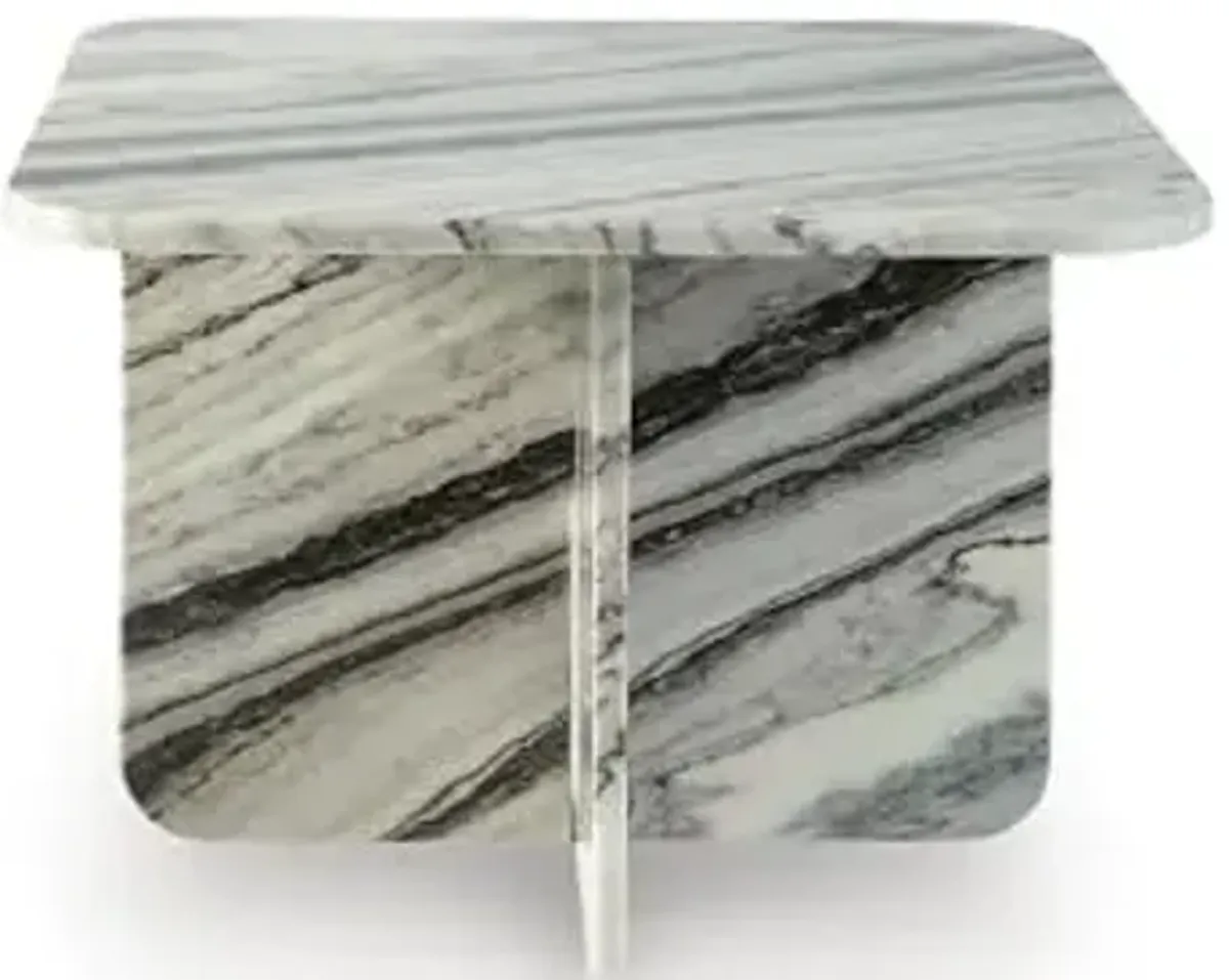 Signature Design by Ashley Baretton Modern Marble Accent Coffee Table with Cross Base, Black & White