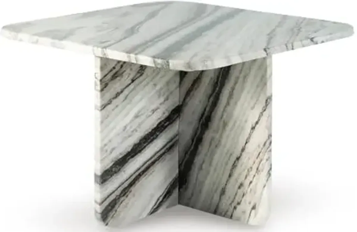 Signature Design by Ashley Baretton Modern Marble Accent Coffee Table with Cross Base, Black & White