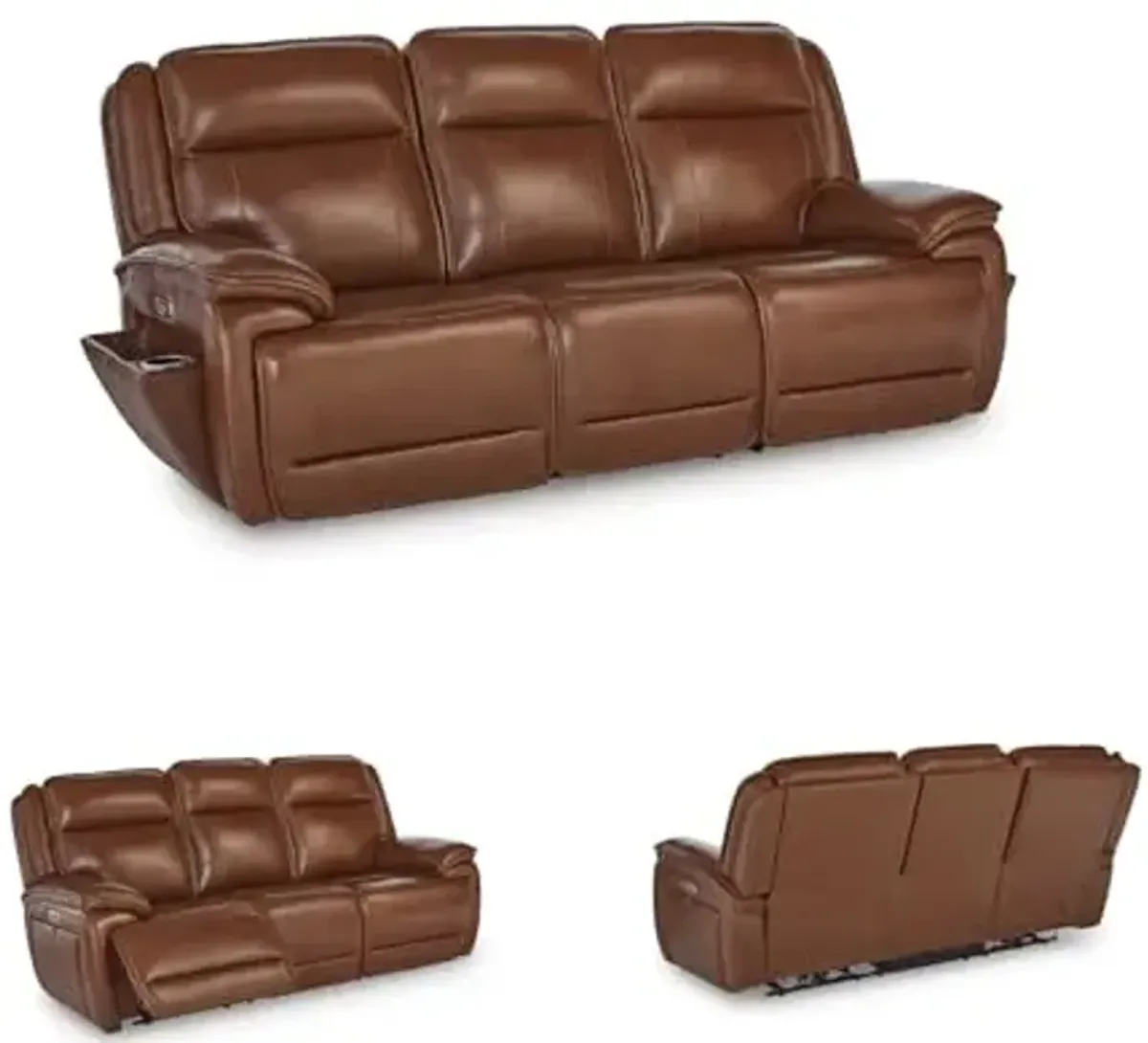 Signature Design by Ashley Healy Pier Modern Power Reclining Sofa with Adjustable Headrest and Storage, Dark Brown