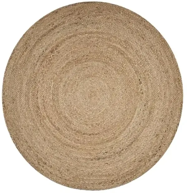 LR Home Natural Jute 8ft Round Area Rug for Home Decor | Braided Rugs for Living Room, Bedroom, Playroom | Modern Boho Farmhouse Indoor Carpet for Room Decor | Tan/Beige
