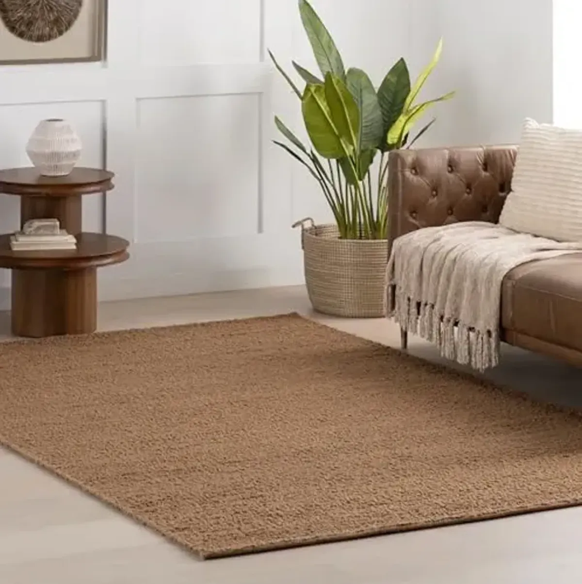 Nuloom Thellia Solid 6' x 9' Wool Shag Area Rug for Living Room Bedroom Dining Room Nursery, Rust