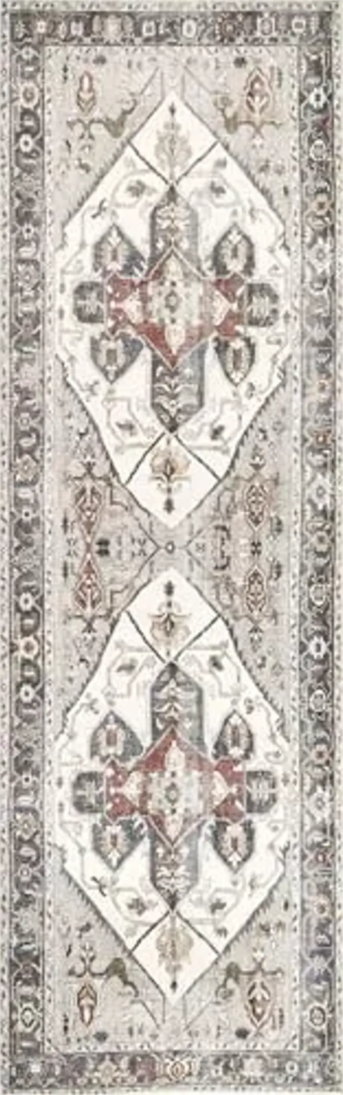 Nuloom Retta Medallion 2' x 12' Machine Washable Runner Rug for Living Room Bedroom Dining Room Entryway Hallway, White
