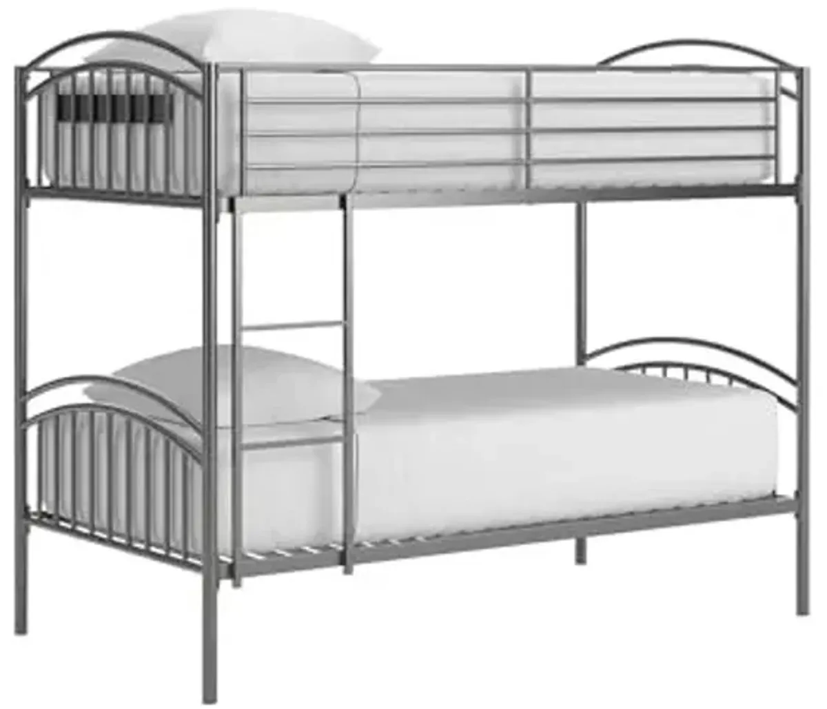 Signature Design by Ashley Graymound Casual Space Saving Convertible Twin Over Twin Bunk Bed with Ladder and Protective Side Rails, Foundation or Box Spring Not Needed, Gray