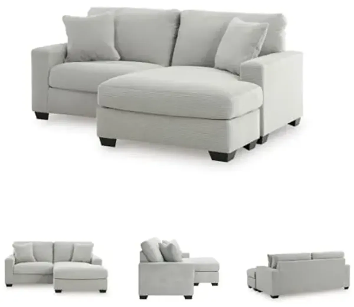 Signature Design by Ashley Ammon Contemporary Anti Sag Sofa Chaise with Loose Seat Cushion and 2 Accent Pillows, Light Gray
