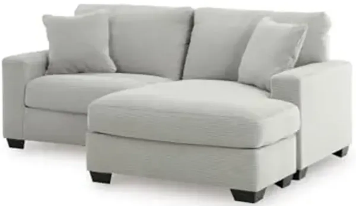 Signature Design by Ashley Ammon Contemporary Anti Sag Sofa Chaise with Loose Seat Cushion and 2 Accent Pillows, Light Gray