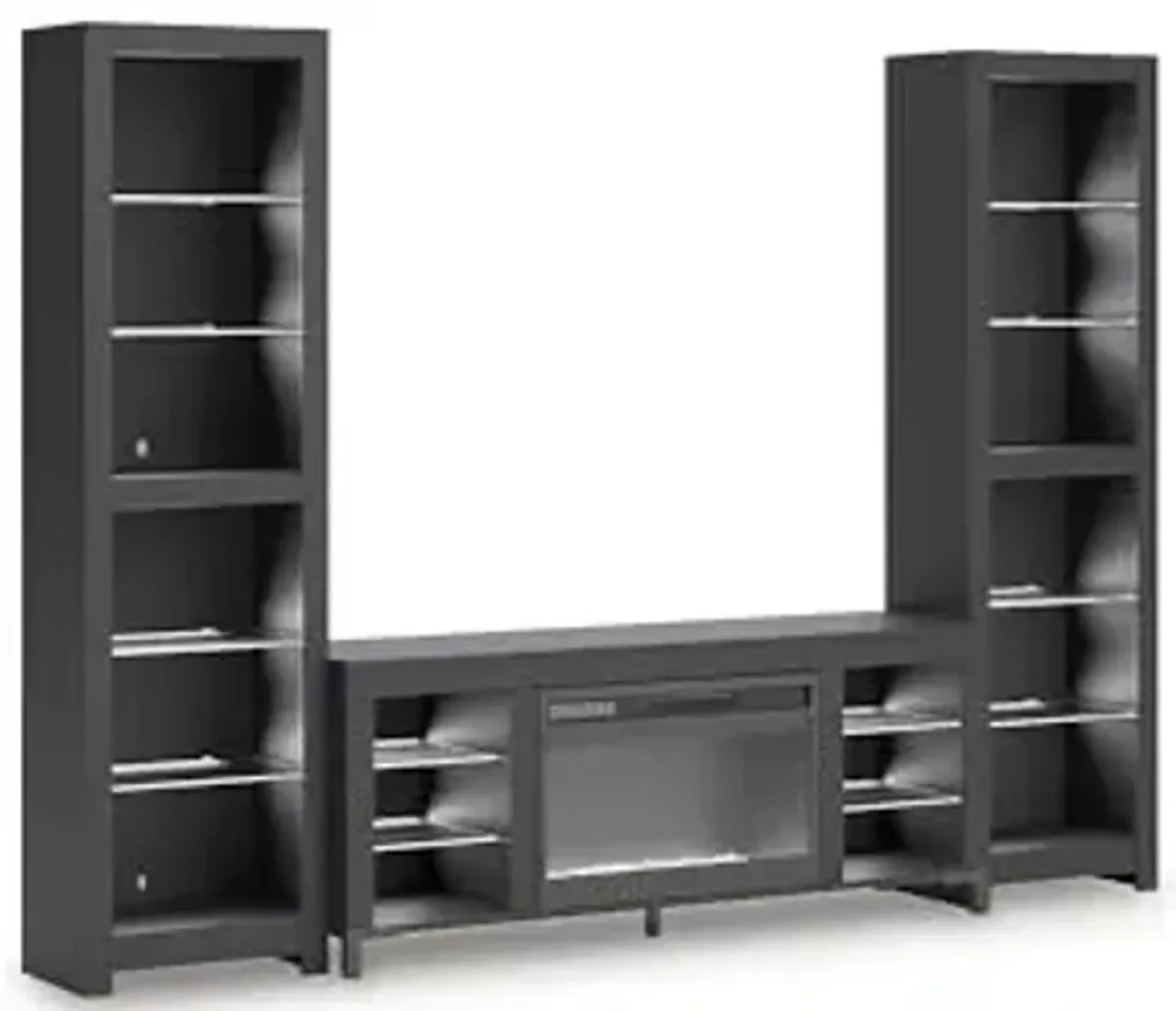 Signature Design by Ashley Cayberry Modern 3-Piece Entertainment Center with Electric Fireplace for TVs up to 68", Black