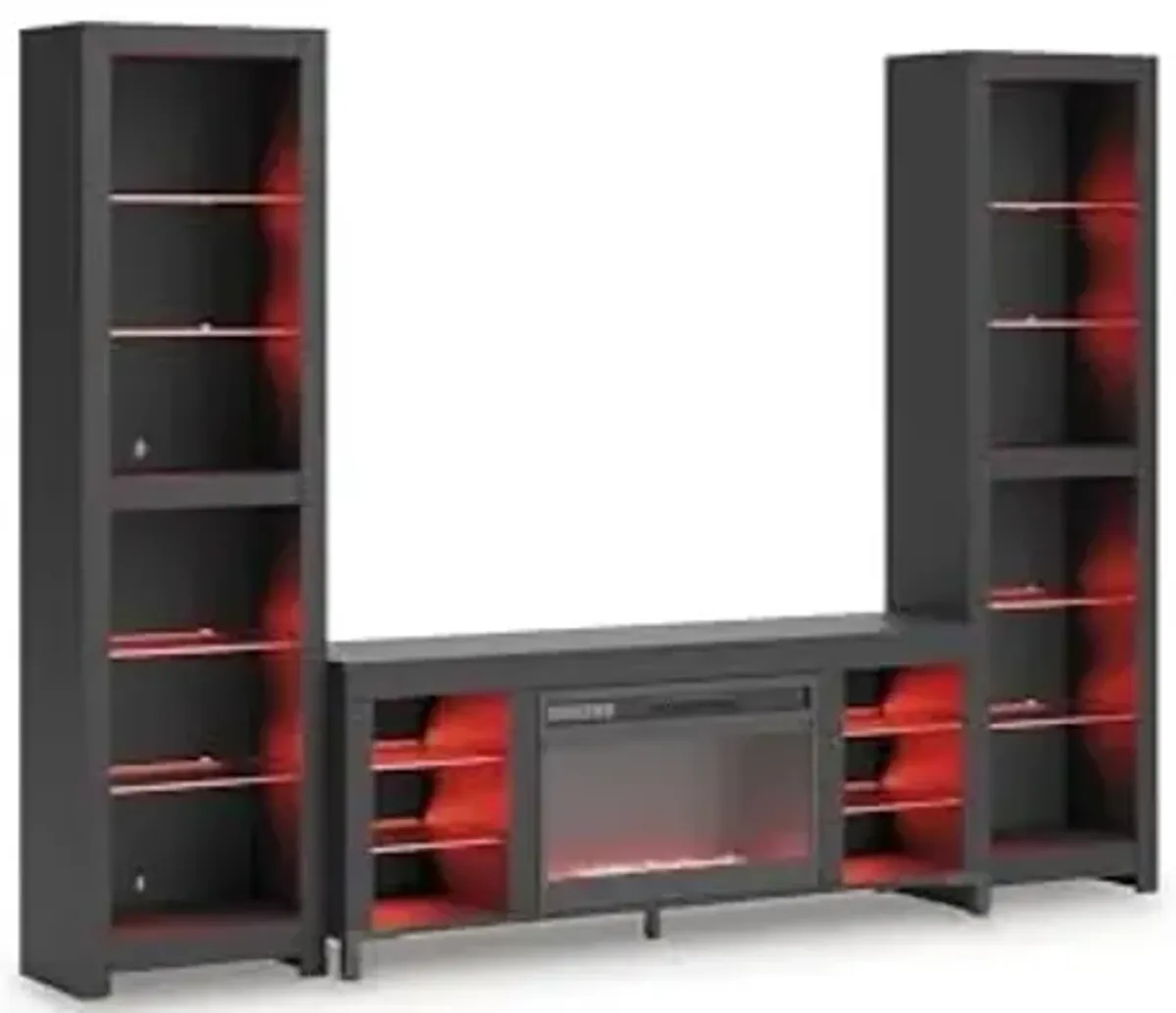 Signature Design by Ashley Cayberry Modern 3-Piece Entertainment Center with Electric Fireplace for TVs up to 68", Black