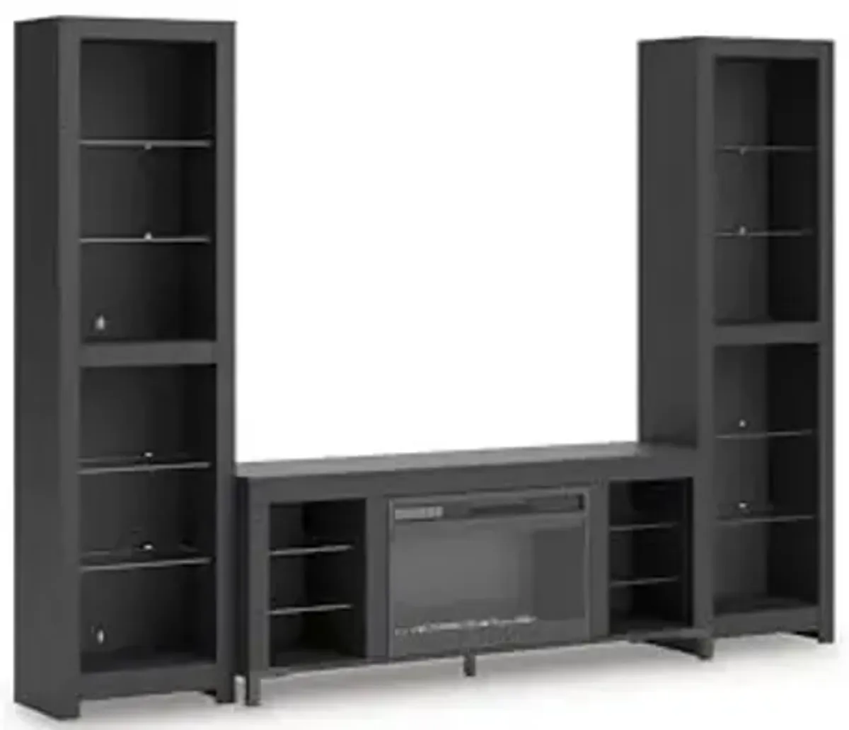 Signature Design by Ashley Cayberry Modern 3-Piece Entertainment Center with Electric Fireplace for TVs up to 68", Black