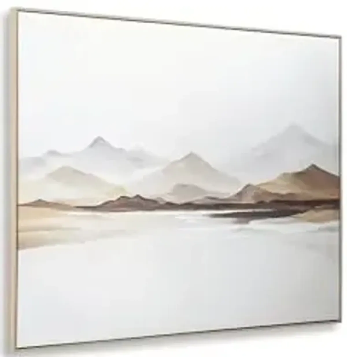 Signature Design by Ashley Karalen Minimalist Landscape Framed Wall Art, 50 x 40 Inches, White & Light Brown