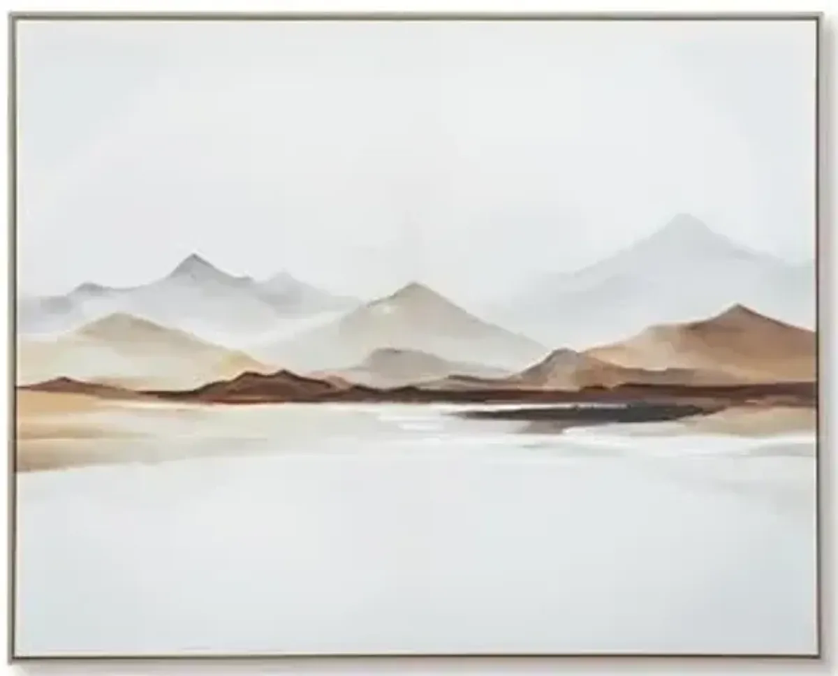 Signature Design by Ashley Karalen Minimalist Landscape Framed Wall Art, 50 x 40 Inches, White & Light Brown
