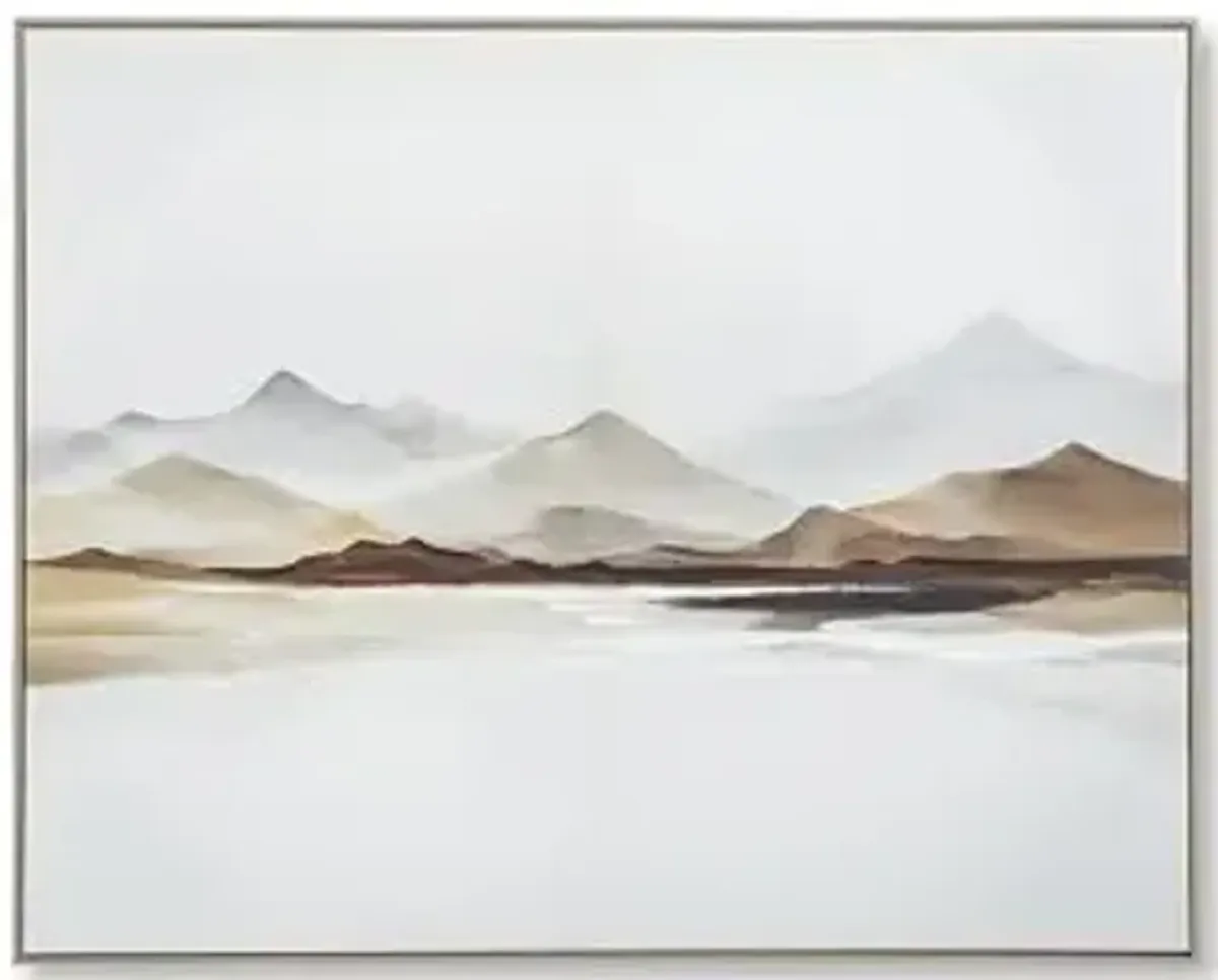 Signature Design by Ashley Karalen Minimalist Landscape Framed Wall Art, 50 x 40 Inches, White & Light Brown