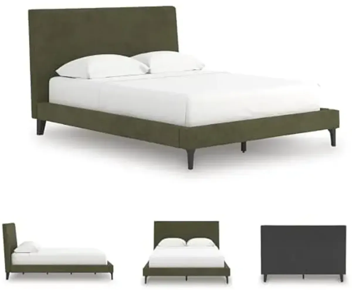 Signature Design by Ashley Darcalli Retro Queen Upholstered Bed with Roll Slats, Green