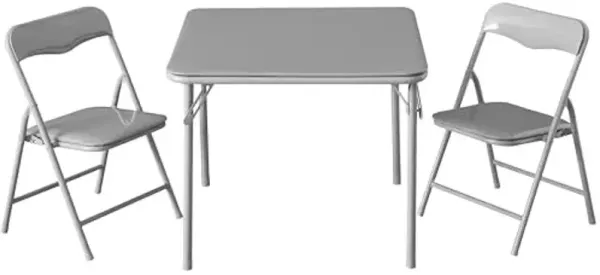 Heritage Kids Grey Kids Activity Table and Chair Set,3-Piece Furniture Set with 1 Square Table & 2 Folding Chairs, Playroom Table Set for Ages 3+