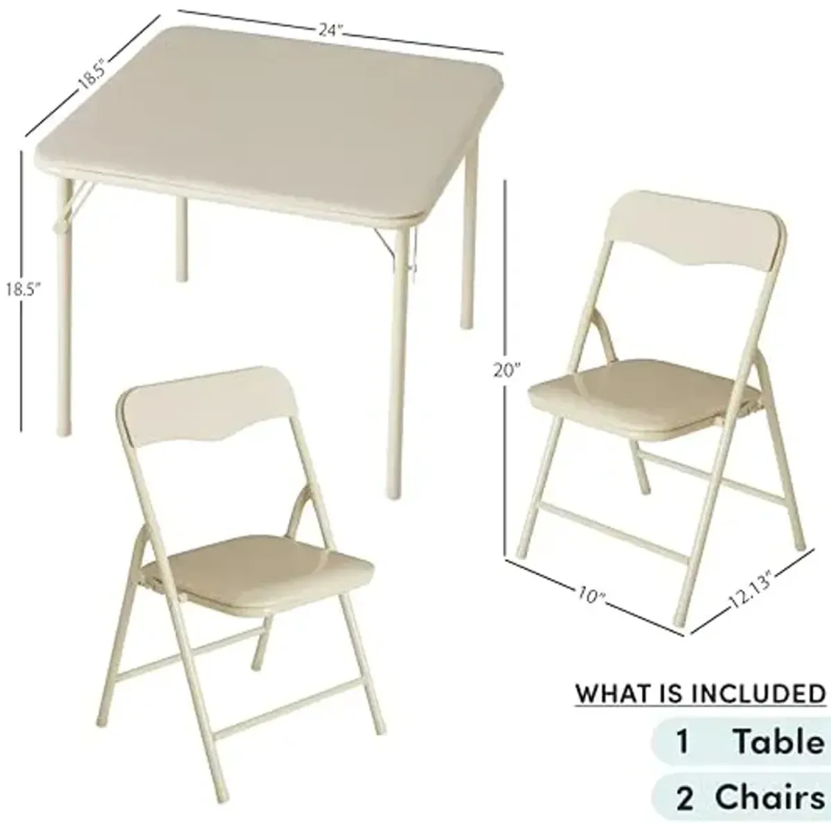 Heritage Kids Beige Kids Activity Table and Chair Set,3-Piece Furniture Set with 1 Square Table & 2 Folding Chairs,Playroom Table Set for Ages 3+