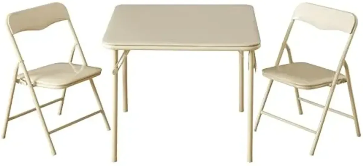 Heritage Kids Beige Kids Activity Table and Chair Set,3-Piece Furniture Set with 1 Square Table & 2 Folding Chairs,Playroom Table Set for Ages 3+